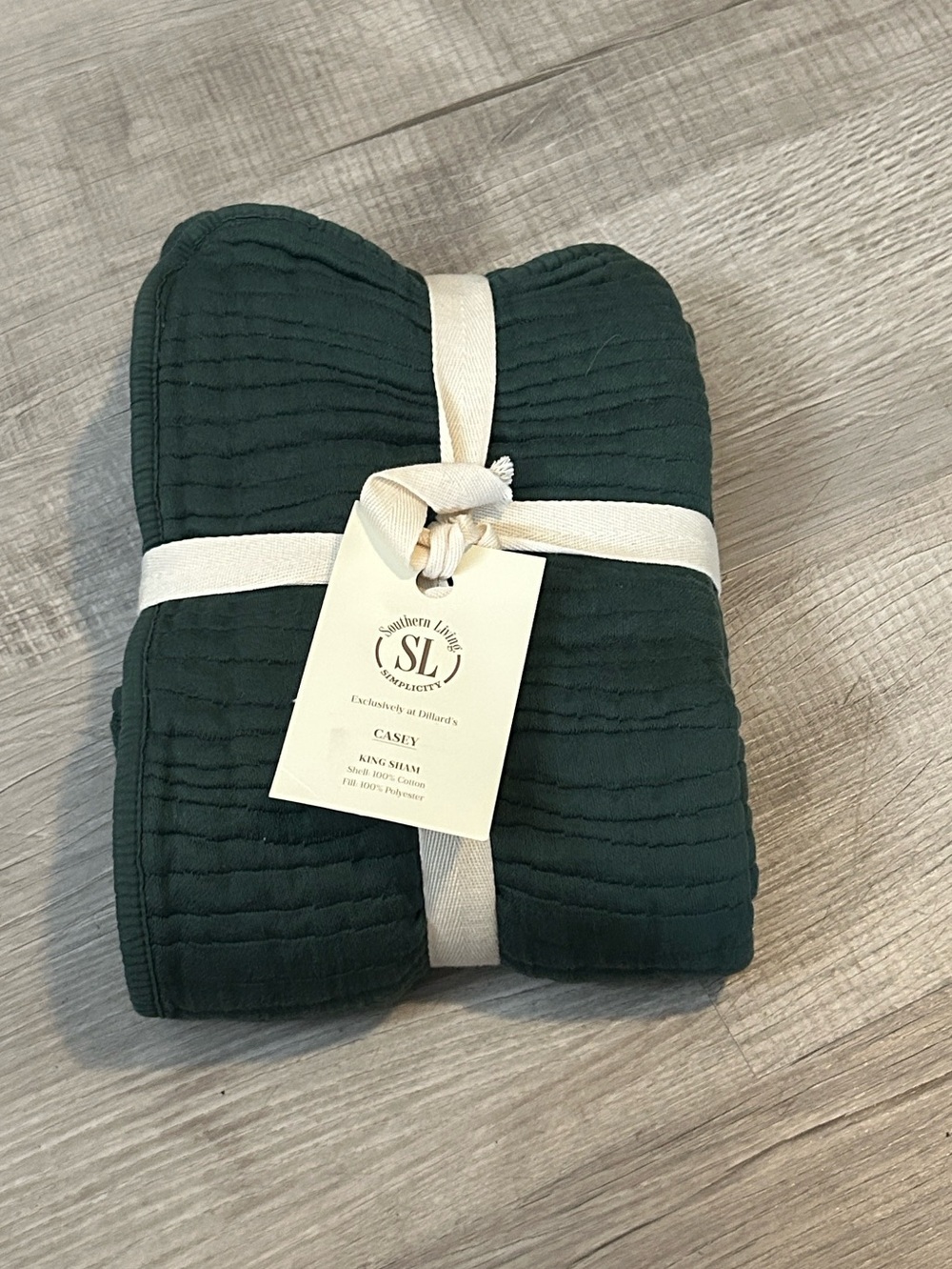 Southern Living Casey One King Sham 100% Cotton 20x36 Green NWT